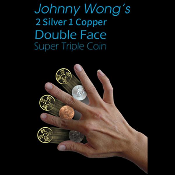 2 Silver 1 Copper Double Face Super Triple Coin (with DVD) by Johnny Wong
